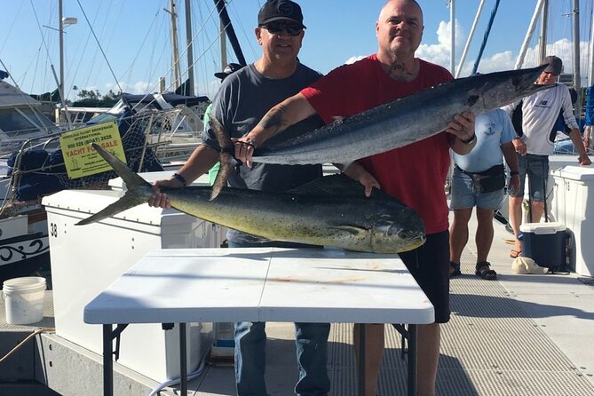 Deep Sea Shared Fishing Charter in Honolulu - The boat setup: 38 Hatteras, twin Cummins, and Penn/Shimano tackle