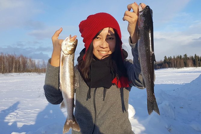Fairbanks Ice Fishing Expedition in a Heated Cabin with Fish Cookout - Entering the Deluxe Ice Fishing Cabin (Your Warm Base on the Lake)