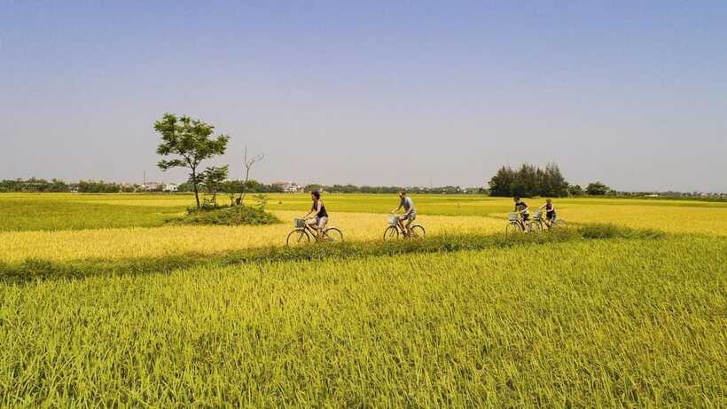 Hoi An : Eco Bicycle Tour with Fishing and Lunch/Dinner - Organic garden stop + farmer uniform: turning tourists into temporary farmers