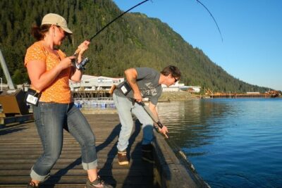 Juneau Shore Fishing for Alaskan Salmon - Gearshack Gear: Rain Gear, Boots, Poles, Lures, and Bait