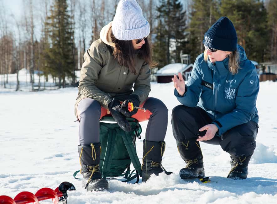 Levi: Arctic Ice-Fishing Experience - Arriving at the Frozen Lake: Hole Drilling, Line Setting, and Real Waiting