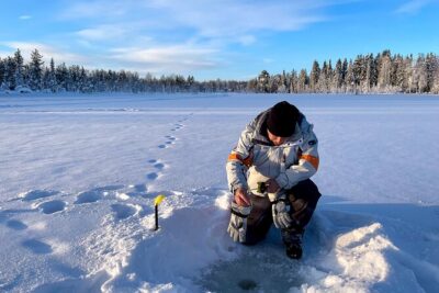 Levi: Small group ice fishing experience - Your fishing setup: hole, bait, and the patience game