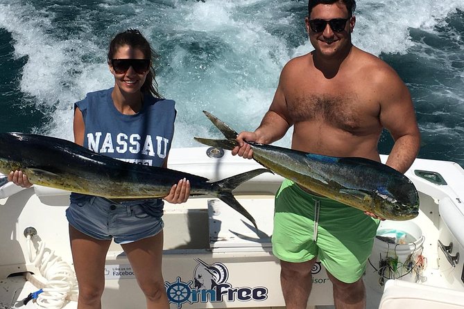 Private Snorkeling or Fishing from Nassau - 31ft Sitting Pretty - How the captain builds the day: fishing offshore vs snorkeling the reef