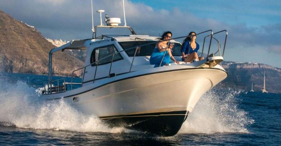 Santorini Private Cruise boat fishing tour - BBQ, Snorkeling - Onboard with Captain Makis and Elias: stories while you fish