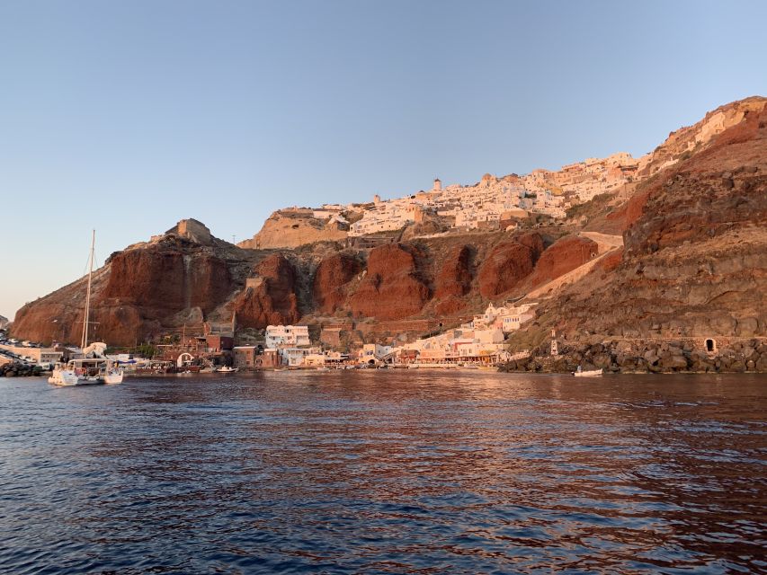 Santorini Private Cruise boat fishing tour - BBQ, Snorkeling - Secluded beaches and snorkeling gear in crystal-clear water