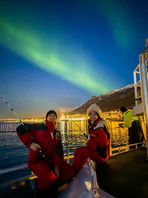Tromsø: Nocturnal cod fishing with meal. - On the Boat in the Arctic Night: Calm Speed, Dim Lights, and Real Fjord Views