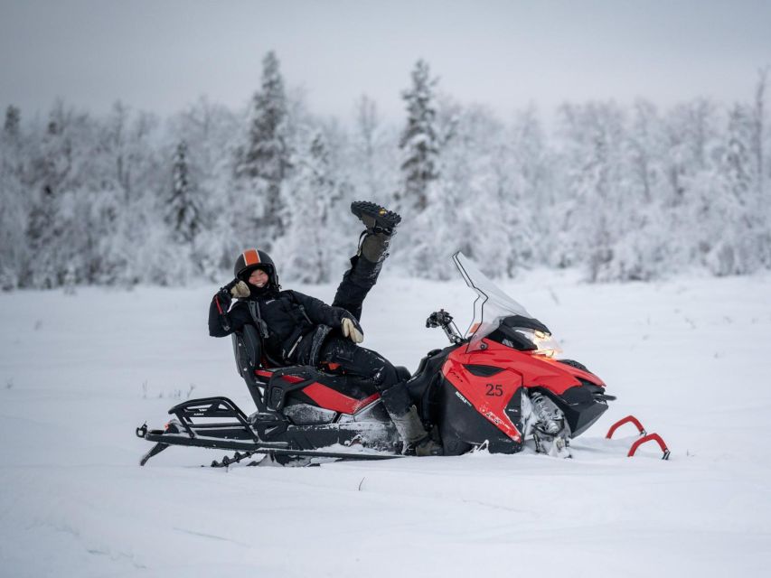 Wilderness Tour with Snowmobile & Ice Fishing - Snowmobile training on widetrack machines: take turns like a pro